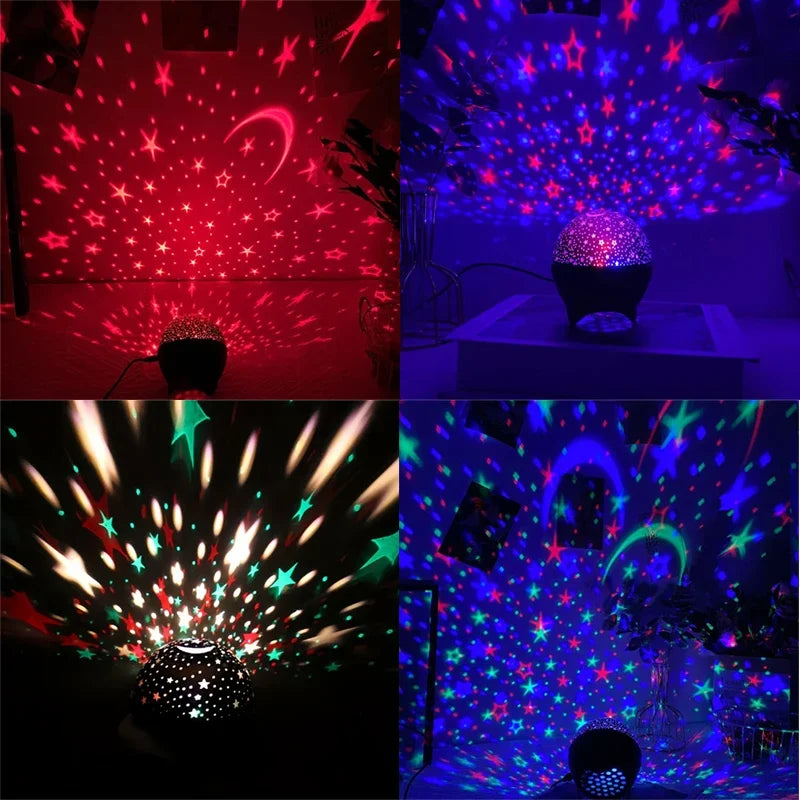 Star Projector Night Lights for Kids Starry Sky Moon Effect Atmosphere Light 360° Rotation for Bedroom Party Decor Birthday Gift