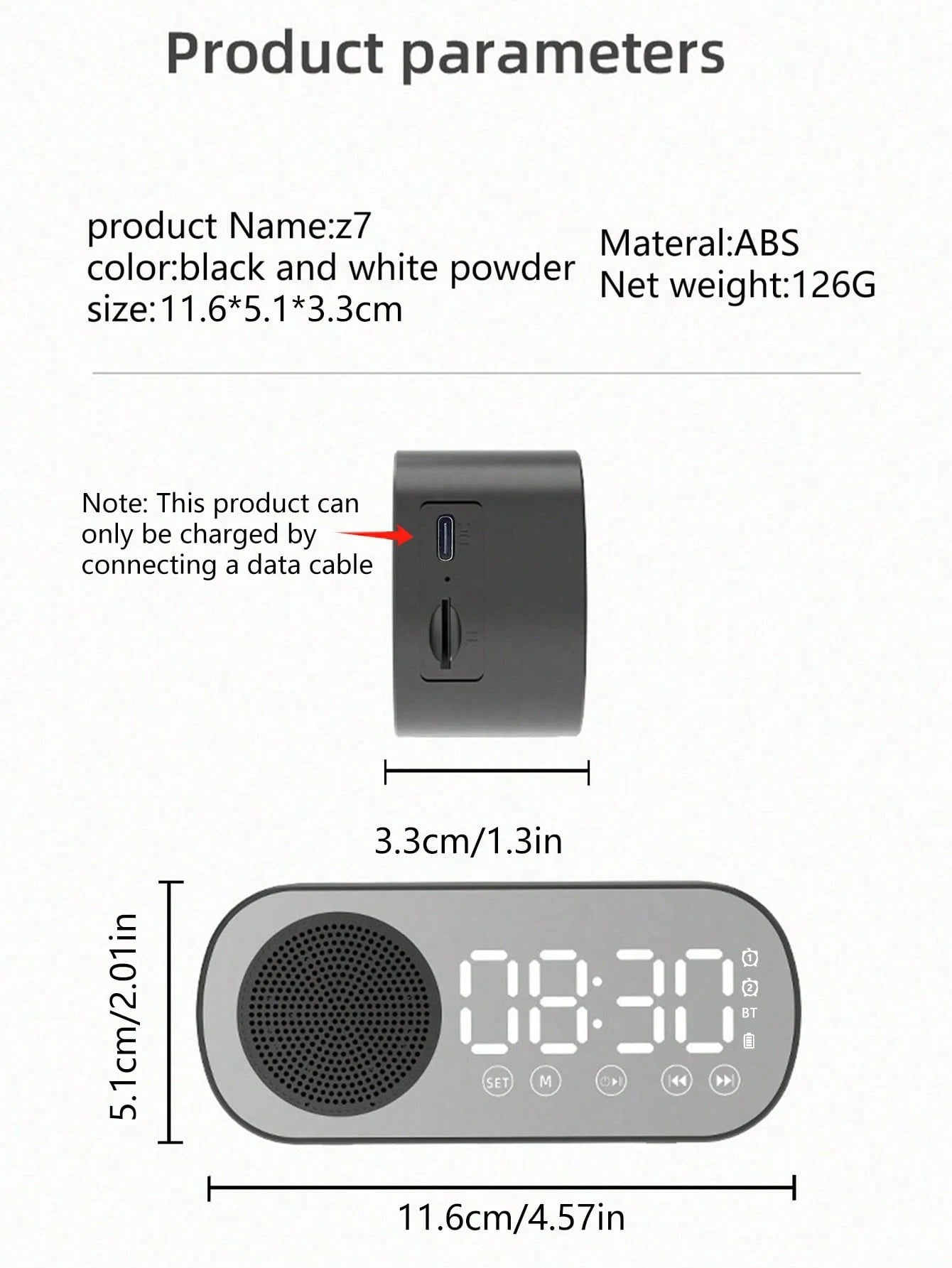Wireless Bluetooth Speaker, Multi-functional Loud Subwoofer Clock, Mini AI Smart Alarm Clock Speaker
