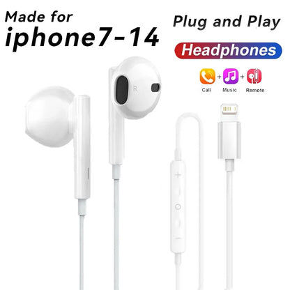 Original Wired Earphones for Apple Lightning iPhone 15 16 14 13 12 11 Pro Max Mini X XS XR X 7 8 6 Plus SE Headphones Accessorie