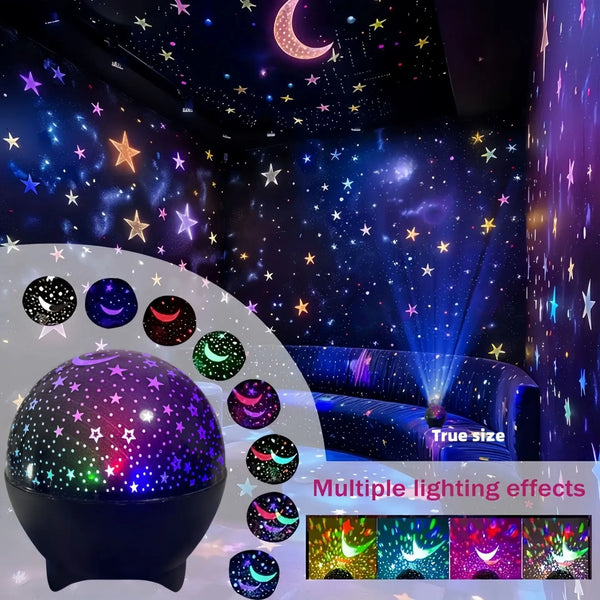 Star Projector Night Lights for Kids Starry Sky Moon Effect Atmosphere Light 360° Rotation for Bedroom Party Decor Birthday Gift