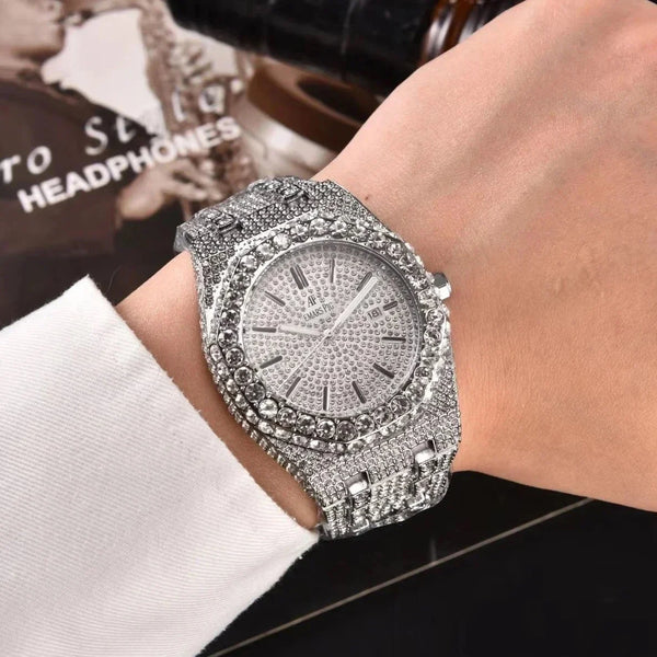 Luxury Diamond Men Women Watches Gold Watch Ladies Wrist Watch Luxury Rhinestone Unisex Bracelet Watches Female Clock 2025 New
