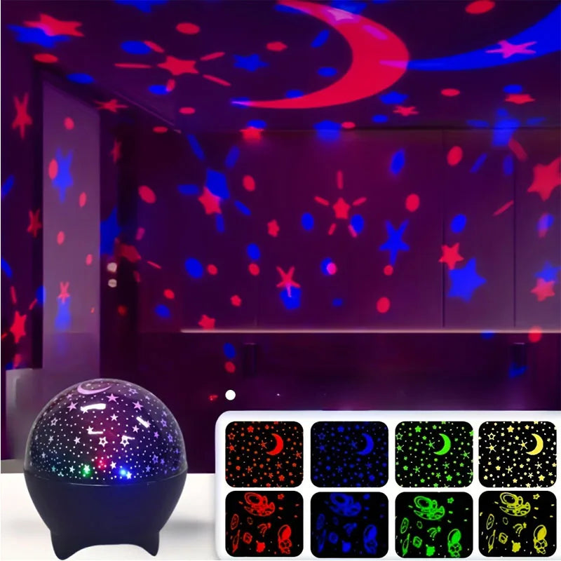Star Projector Night Lights for Kids Starry Sky Moon Effect Atmosphere Light 360° Rotation for Bedroom Party Decor Birthday Gift