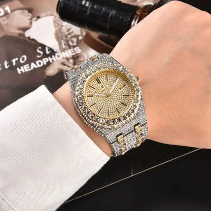 Luxury Diamond Men Women Watches Gold Watch Ladies Wrist Watch Luxury Rhinestone Unisex Bracelet Watches Female Clock 2025 New