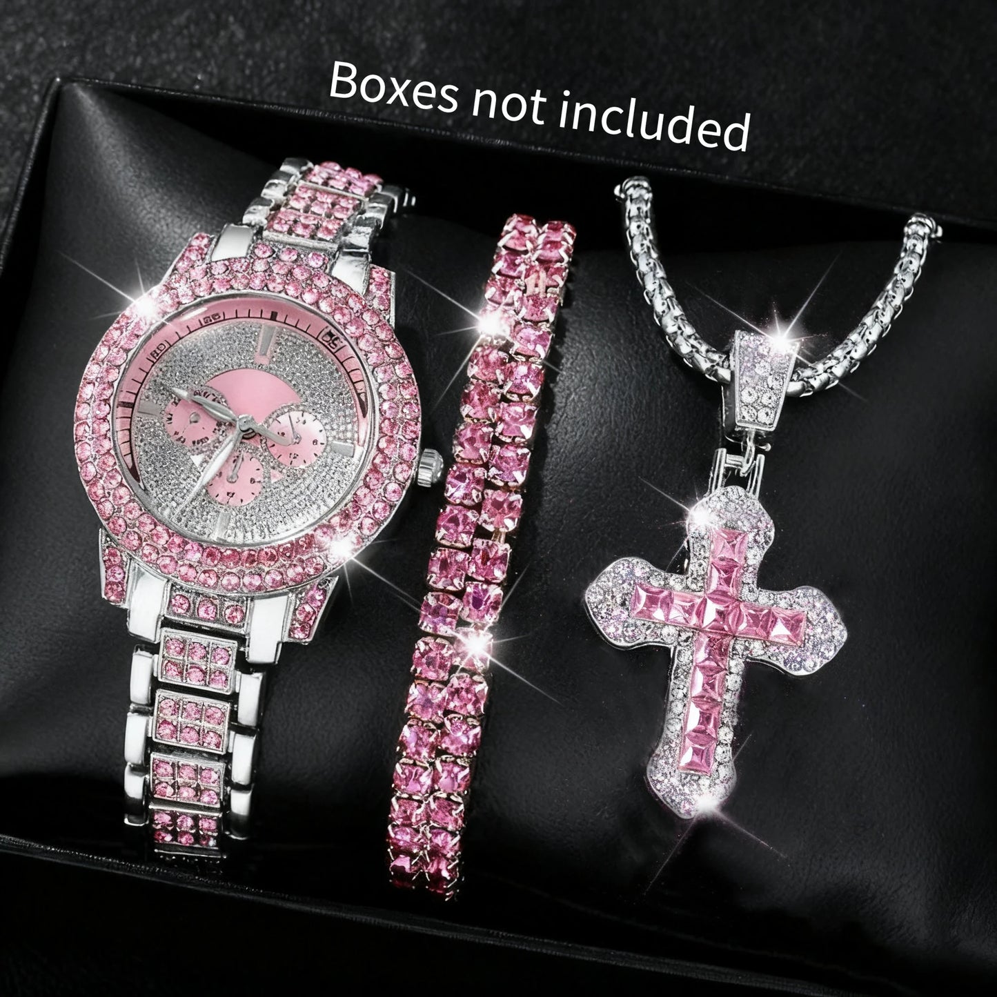 1/3PCS Luxury Rhinestone Women Watch Diamond Jewelry Set Elegant Steel Ladies Quartz Wristwatch Reloj Mujer（Without Box）