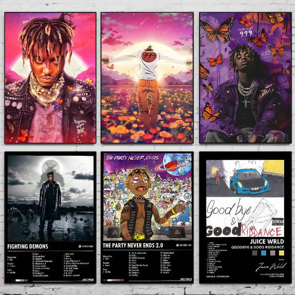 J-Juice WRLD Rap Singer Music Album Poster Dorm Living Room Wall Decoration Painting Stickers Gift Home Decor Modern Style