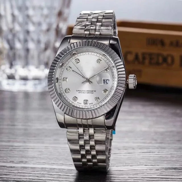 Watches for Women Simple Casual Student Fashion Quartz Diamond-Encrusted Steel Band Calendar Gold Set Men's Watch Couple