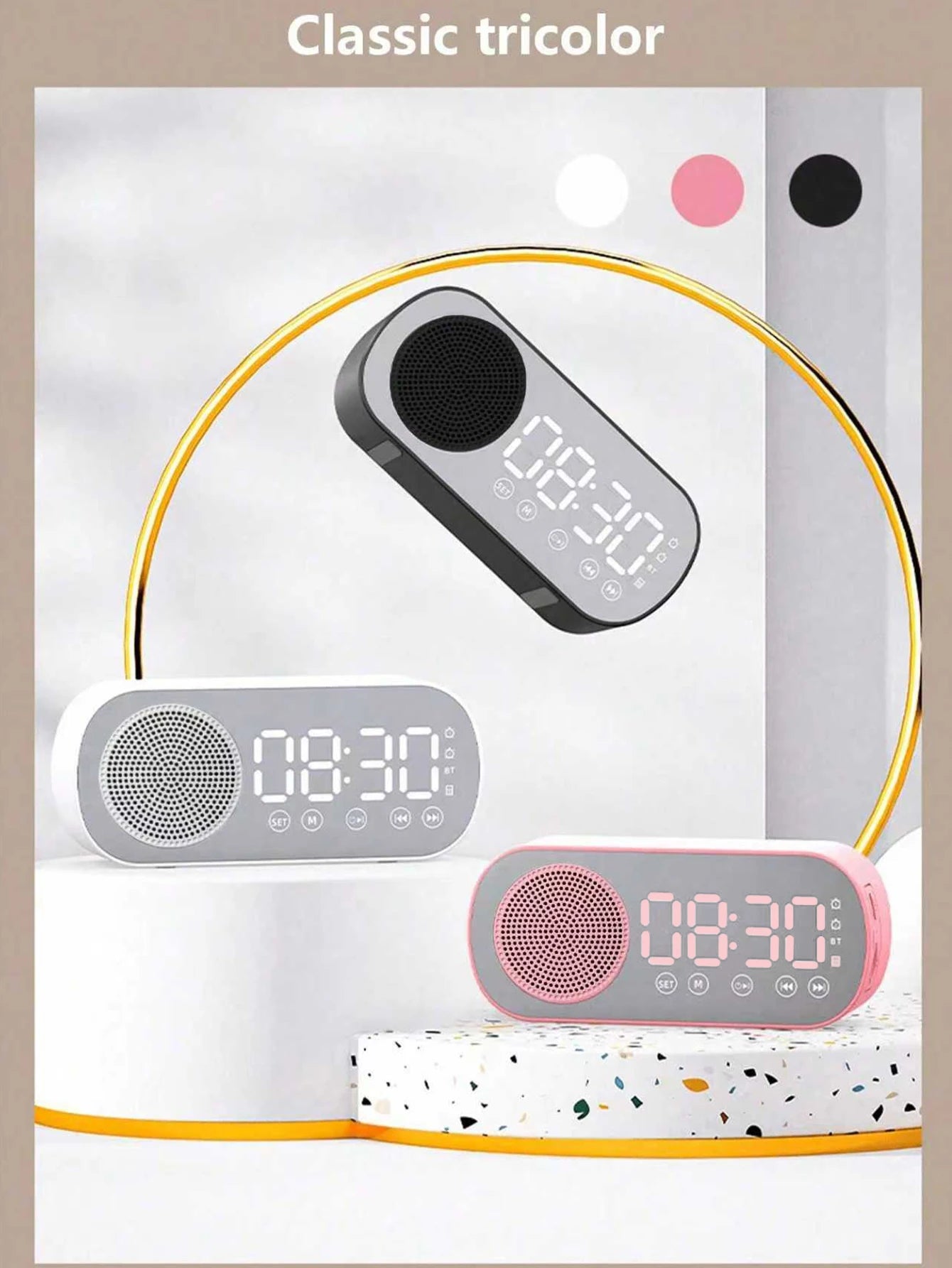 Wireless Bluetooth Speaker, Multi-functional Loud Subwoofer Clock, Mini AI Smart Alarm Clock Speaker